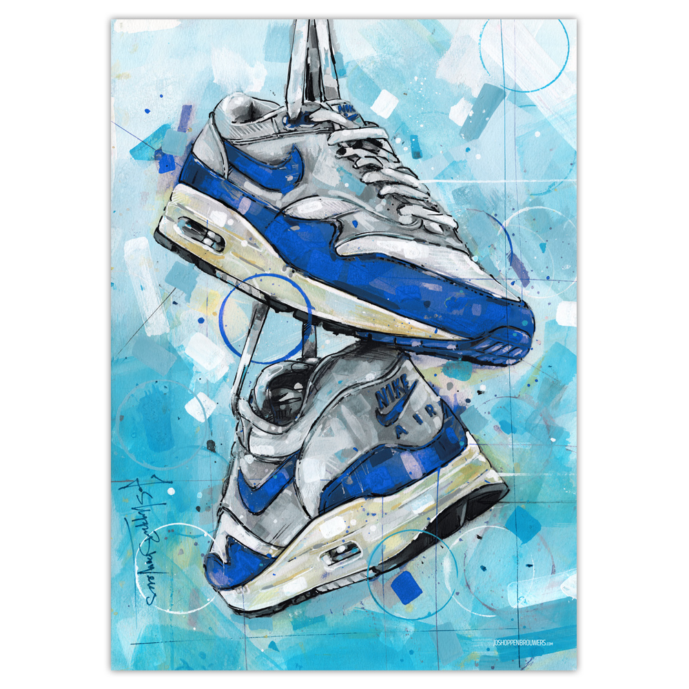 Nike air max 1 anniversary OG 'university blue' print (50x70cm) – Jos  Hoppenbrouwers art