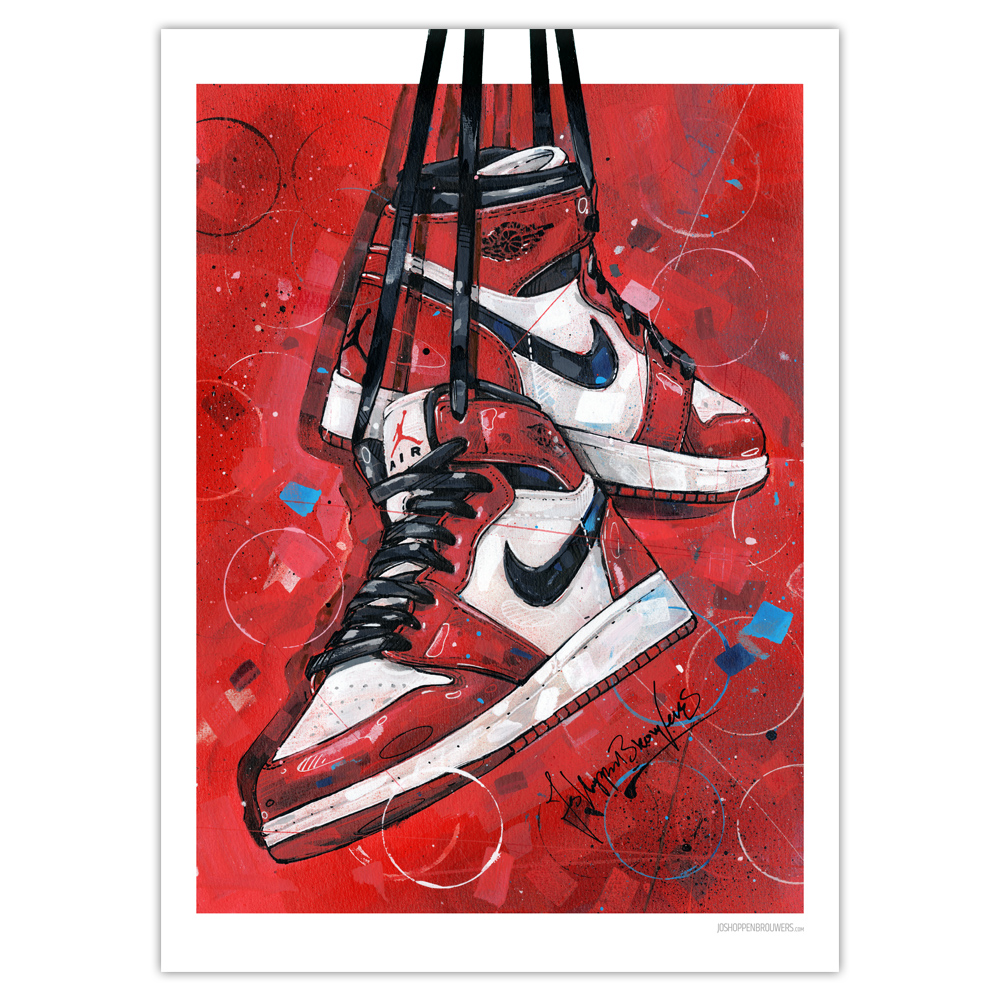 Nike air jordan 1 retro og gs Chicago print (50x70cm) اندو