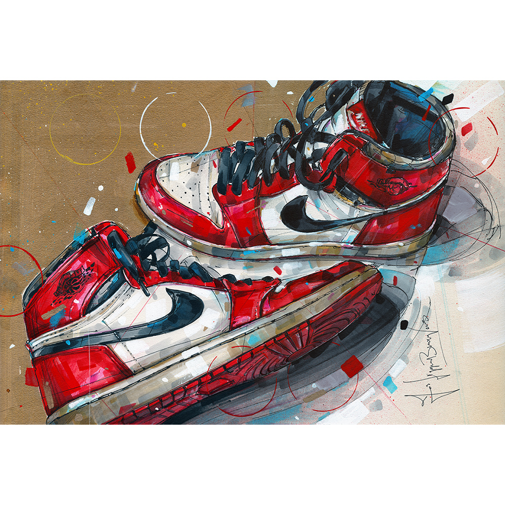 Nike air Jordan 1 Chicago 1985 painting 