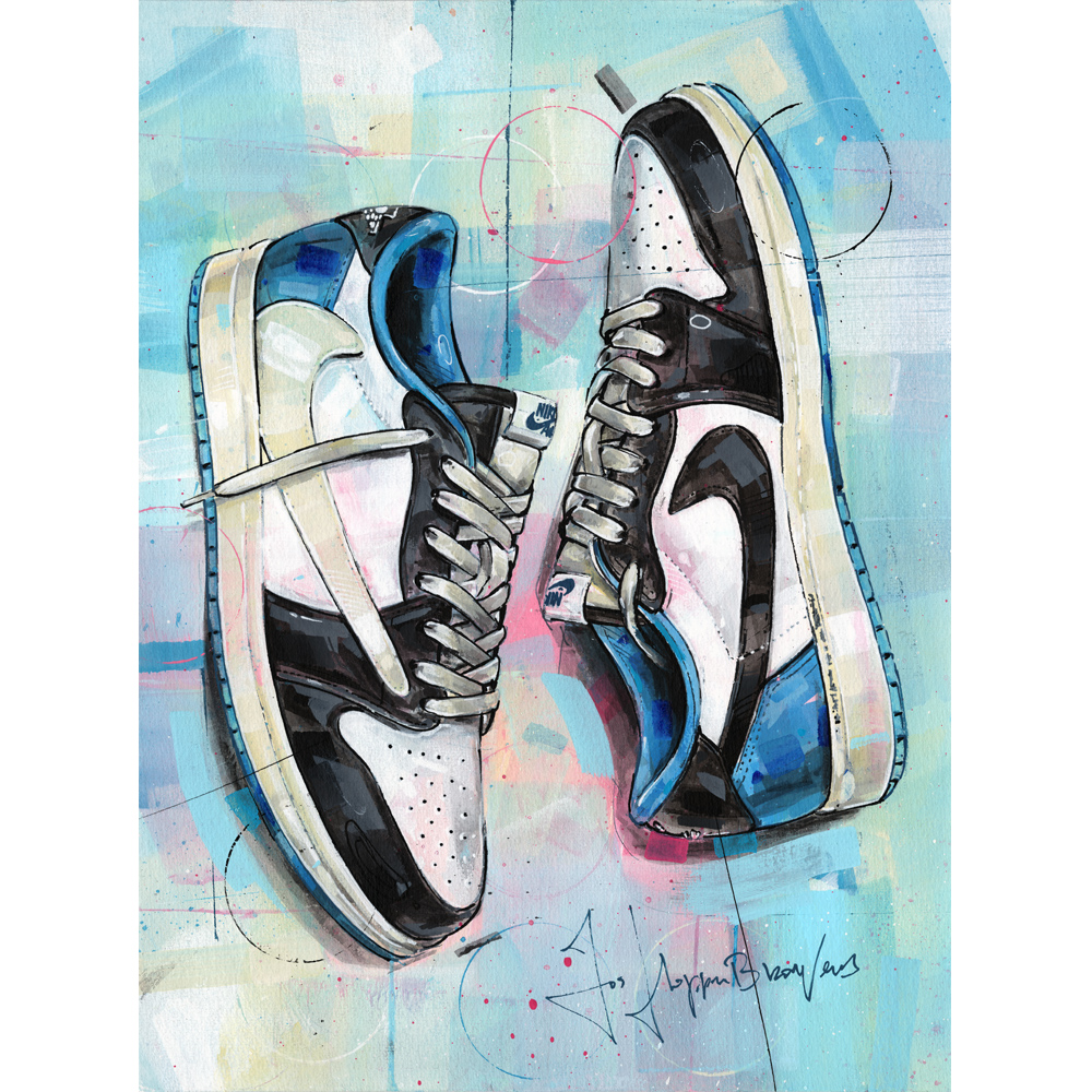 Nike air Jordan 1 low Travis Scott Fragment painting (30x40cm)