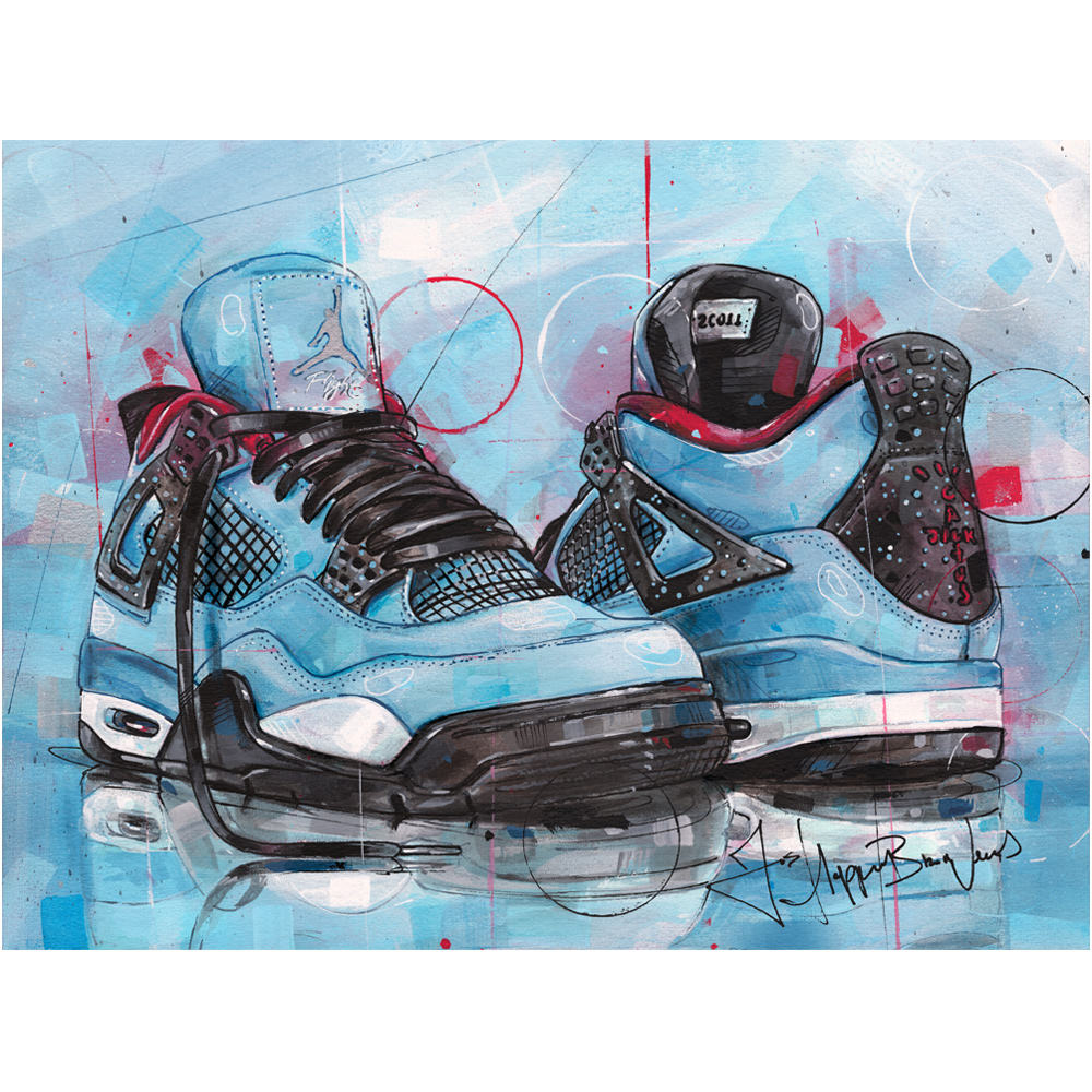 Nike air Jordan 4 Travis Scott Cactus Jack painting (40x30cm